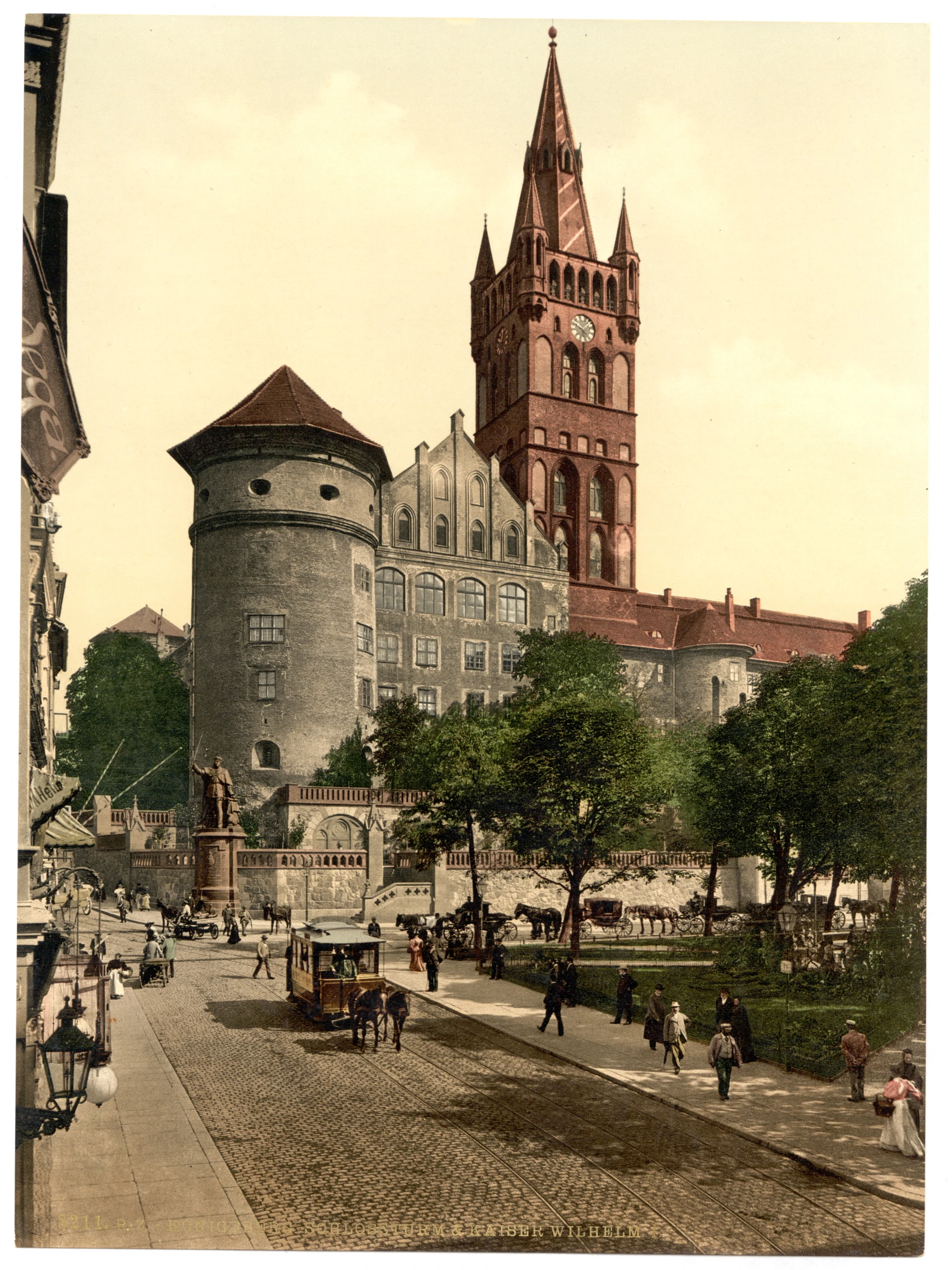 Замковая башня и памятник Вильгельму I, открытка около 1890–1900 годов. неизвестный автор. общественное достояние
